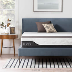Lucid 2 Inch Mattress Topper Queen  Memory Foam  Bamboo Charcoal Infusion  Cooling Ventilation  Hypoallergenic  CertiPur Ce