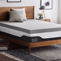 Lucid 4 Inch Mattress Topper Twin Memory Foam Bamboo Charcoal Infusion Cooling Ventilation Hypoallergenic CertiPur Cer