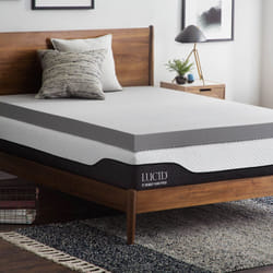 Lucid 4 Inch Mattress Topper Twin  Memory Foam  Bamboo Charcoal Infusion  Cooling Ventilation  Hypoallergenic  CertiPur Cer