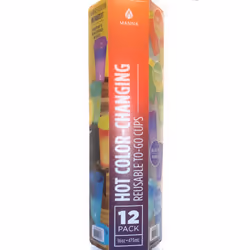 Manna 16oz Color Changing Reusable Cup Set for Hot Liquids - 12-Piece - Red  Green  Blue  Sky Blue