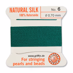 Griffin Silk Beading Cord & Needle Sz 6 Dk. Green