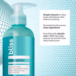 Bliss Daily Acne Routine Kit  2pc Set- Clear Genius Toner + Serum  and Cleanser - Cleanse and Tone for Acne- Clean  Vegan  Cruelty-Free Skincare