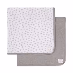 Burt's Bees Baby - Blankets  Set of 2  100% Organic Cotton Swaddle  Stroller  Receiving Blankets (Heather Grey Solid + Honeyb ...