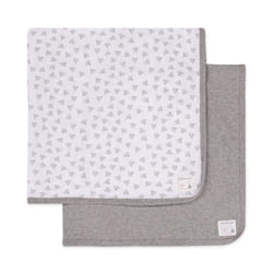 Burt's Bees Baby - Blankets  Set of 2  100% Organic Cotton Swaddle  Stroller  Receiving Blankets (Heather Grey Solid + Honeybee Print)   29x29 Inch (P