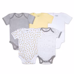 Burts Bees Baby Unisex Baby Bodysuits  5-Pack Short & Long Sleeve One-Pieces  100% Organic Cotton