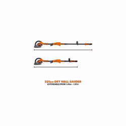 Evolution R225DWS 225 mm Telescopic Dry Wall Sander with LED Torch and 6 Sanding sheets - Orange/Black
