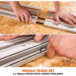 Evolution Power Tools ST1400 Circular Saw Guide Rail/Track Fits Makita, Bosch, Festool, (Clamps and Carry Bag Included), 1400 mm