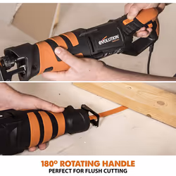 Evolution Power Tools 044-0001 R230RCP Reciprocating Saw, Multi-Material Cutting, 180Â° Rotating Handle, 850W, (230V), 850 W, 230 V