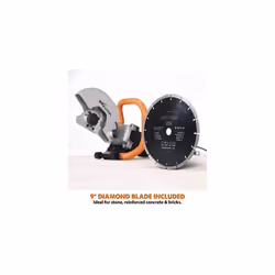Evolution R230DCT 230mm Concrete Saw - 2000W Motor, No Gas, 90 mm Cut, Incl Diamond Masonry Blade, 230V