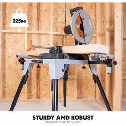 Evolution Chop Saw Stand Universal Fitting (AKA Chop Saw Table, Saw Bench) - Height Adjustable - 3M Extendable Arms & Supports Up To 225 kg - Highly