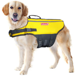 Coleman High Visibility Lifejacket for Small to Large Dogs  Yellow  Size Large / 6"""" x 17"""" x 5""""'