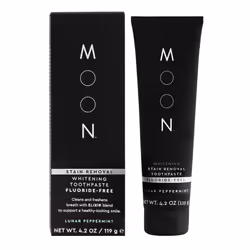 MOON Stain Removal Whitening Toothpaste, FluorideFree, Lunar Peppermint Flavor for Fresh Breath, for Adults 4.2 oz