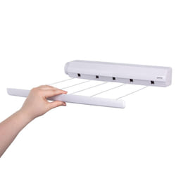 Minky Homecare 5 Line Retractable Indoor Clothesline - 5 x 14 Feet Wall Mounted Drying Rack Laundry Line - 72 Feet  White