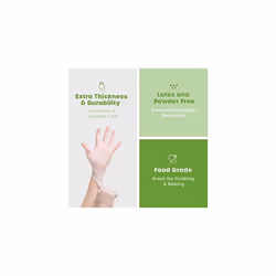 [100 Pack] Clear Powder-Free Vinyl Disposable Plastic Gloves - Medium
