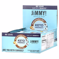 JiMMY!, Be Lean Bars With Benefits, Macadamia Nut, 12 Protein Bars, 1.59 oz (45 g ) Each
