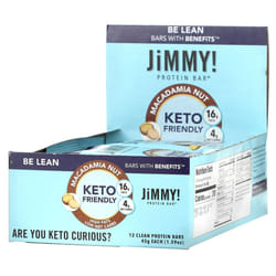 JiMMY!, Be Lean Bars With Benefits, Macadamia Nut, 12 Protein Bars, 1.59 oz (45 g ) Each