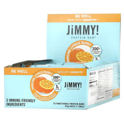 JiMMY!, Be Well Bars With Benefits, Immune Citrus Burst, 12 Protein Bars, 1.58 oz (45 g) Each