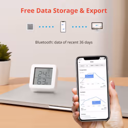 Smart Room Thermometer Hygrometer Sensor Indoor, Bluetooth Digital Temperature Monitor with Free Data Storage,