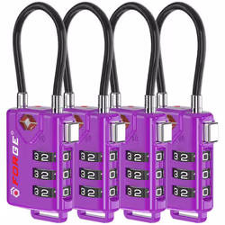 Forge TSA Approved Luggage Locks Re-settable Combination with Alloy Body (Dark Purple 4 Locks)