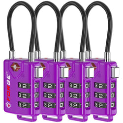 Forge TSA Approved Luggage Locks  Re-settable Combination with Alloy Body (Dark Purple 4 Locks)
