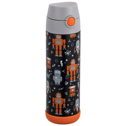 Snug Kids Water Bottle - insulated stainless steel thermos with straw (girlsBoys) - Robots, 17oz