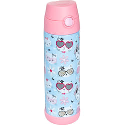 Snug Kids Water Bottle - insulated stainless steel thermos with straw (girlsBoys) - Kitty, 17oz