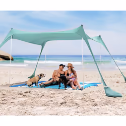 SUN NINJA Pop Up Beach Tent Sun Shelter UPF50+ with Sand Shovel Ground Pegs and Stability Poles Outdoor Shade for Camping T ...