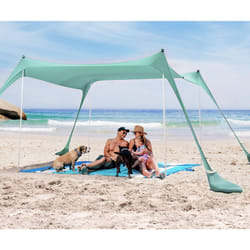 SUN NINJA Pop Up Beach Tent Sun Shelter UPF50+ with Sand Shovel  Ground Pegs and Stability Poles  Outdoor Shade for Camping Trips  Fishing  Backyard F
