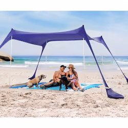 SUN NINJA Pop Up Beach Tent Sun Shelter UPF50+ with Sand Shovel Ground Pegs and Stability Poles Outdoor Shade for Camping T ...