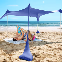 SUN NINJA Pop Up Beach Tent Sun Shelter UPF50+ with Sand Shovel Groun