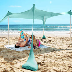 SUN NINJA Pop Up Beach Tent Sun Shelter UPF50+ with Sand Shovel  ground Pegs and Stability Poles  Outdoor Shade for camping Trips  Fishing  Backyard F