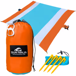 SUN NINJA Sand Free Beach Blanket - Outdoor Blanket Beach Mat & Acces