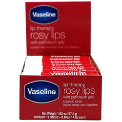 Vaseline Lip Rosy FastActing Nourishment Ideal for Chapped Dry Cracked or Damaged Lips Lip Balm12 Sticks 1 Box
