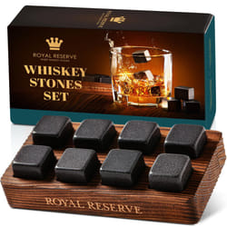 Whiskey Stones Gift Set by Royal Reserve  Artisan Crafted Reusable Chilling Rocks for Scotch Bourbon  Modern Stocking Stuffer