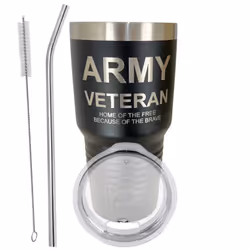 United States Army Veteran Travel CupMug for Men  Women  Polar Camel Black 30 oz Vacuum Insulated Stainless Steel Tumbler wit