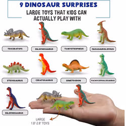 Bath Bombs for Kids with Surprise Toys Inside Plus Dinosaur Puzzle - Set of 9 Organic Dino Egg Bath Bombs with Rich Bubbles  Christmas Gift for Kids