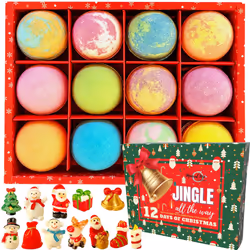 Christmas Bath Bombs for Kids with Surprise Toys Inside - Kids Advent Calendar Bathbombs - 12 Pack Organic Bath Bombs Gift Se ...