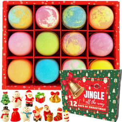 Christmas Bath Bombs for Kids with Surprise Toys Inside - Kids Advent Calendar Bathbombs - 12 Pack Organic Bath Bombs Gift Set  Moisturizing