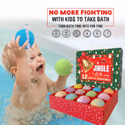 Christmas Bath Bombs for Kids with Surprise Toys Inside - Kids Advent Calendar Bathbombs - 12 Pack Organic Bath Bombs Gift Set  Moisturizing