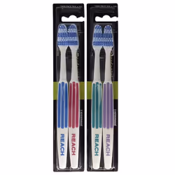 Essential Care Interdental Firm Toothbrush, Duo Pack x 2, Full Head Hard Bristle Manual Toothbrushes, Variety Colors Multipac ...