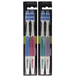 Essential Care Interdental Firm Toothbrush, Duo Pack x 2, Full Head Hard Bristle Manual Toothbrushes, Variety Colors Multipack, Daily Oral Enamel