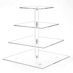 Clay Tonic 4 Tiered Square Acrylic Glass Premium Cupcake Holder-Cake Stand-Cupcake Stand-Dessert Stand-Tea Party Serving Platter (Square)
