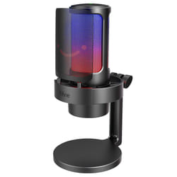 Gaming Streaming Microphone, USB PC Desktop Mic with Controllable RGB, Mute Tap, Monitoring Headphone Jack, Gain Knob on Mac/PS4/PS5, Computer