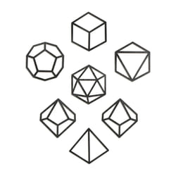 DND Decor - 7 Piece Wooden Dice Outline Wall Decoration - Dungeons & Dragons Artwork/Poster - Geeky Fantasy RPG Home Accessories Gift for Men & Women