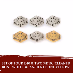 D10 &%D10 Dice Set - Set of Six 10 Sided Dice - Four D10 & Two%D10 (D100) Skull & Bone Themed RPG Dice. Cool & Unique Gift for Dungeons & Dr