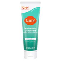 Lume Whole Body Deodorant - Invisible Cream Tube - 72 Hour Odor Control - Aluminum Free  Baking Soda Free  Skin Safe - 3.0 ounce (Minted Cucumber)