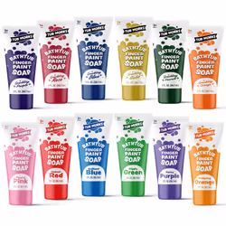 Tub Works Bathtub Finger Paint Soap 12 Pack | Non-Toxic Washable Bath Paint for Toddlers & Kids | Ideal Toddler Bath Toys f ...