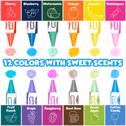 Tub Works Sweet Scents Smooth Bath Crayons Bath Toy  12 Pack | Nontoxic  Washable Bath Crayons for Toddlers & Kids | Unique Formula Draws Smoothly & V