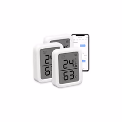 Indoor Thermometer Hygrometer 3 Pack, Indoor Temperature Humidity Sensor with Smart Alert & 68-Day Data Storage, 3In Bluetoot ...