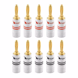 ) Nakamichi Excel Series 24K Gold Plated Banana Plug 12-18 AWG Gauge Size 4mm for Speakers Amplifier Hi-Fi - 10 Pcs (5-Pairs